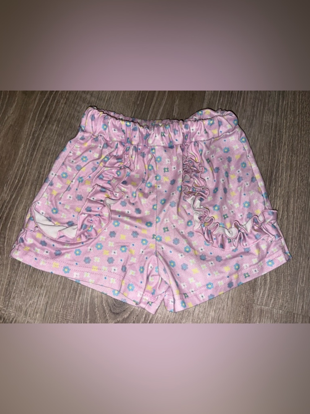 Pink Floral Ruffle Kids Shorts